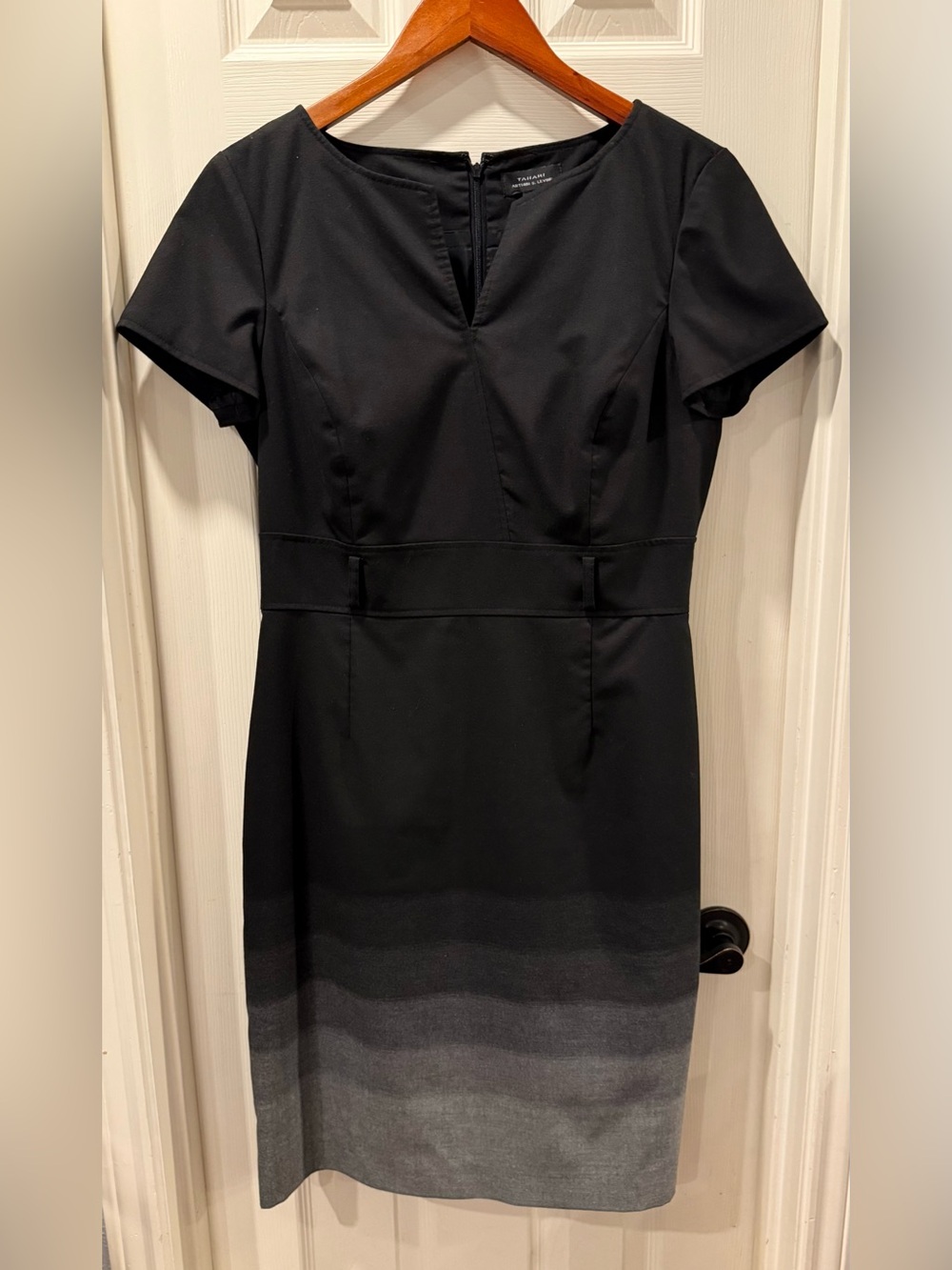 Tahari Black to Gray Ombre Short-Sleeve Dress